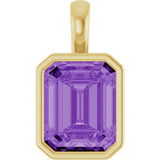 14K Gold Emerald Lab-Grown Purple Sapphire Solitaire Pendant - Yellow Gold