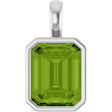 Platinum Emerald Natural Peridot Solitaire Pendant
