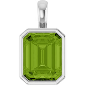 Platinum Emerald Natural Peridot Solitaire Pendant