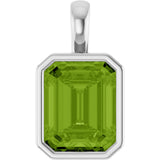 14K Gold Emerald Natural Peridot Solitaire Pendant - White Gold