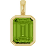 14K Gold Emerald Natural Peridot Solitaire Pendant - Yellow Gold
