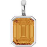 Platinum Emerald Natural Citrine Solitaire Pendant