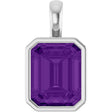 Platinum Emerald Natural Amethyst Solitaire Pendant