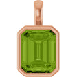 14K Gold Emerald Natural Peridot Solitaire Pendant - Rose Gold