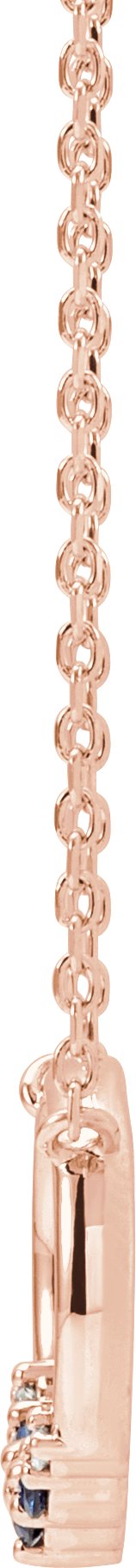 14K Gold Round Natural Blue Sapphire & Natural Diamond Circle Necklace - Rose Gold - view 2