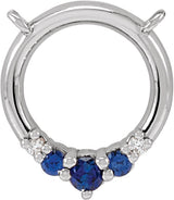 14K Gold Round Natural Blue Sapphire & Natural Diamond Circle Necklace - White Gold