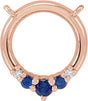 14K Gold Round Natural Blue Sapphire & Natural Diamond Circle Necklace - Rose Gold