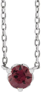 Platinum Round Natural Rhodolite Garnet Solitaire Necklace