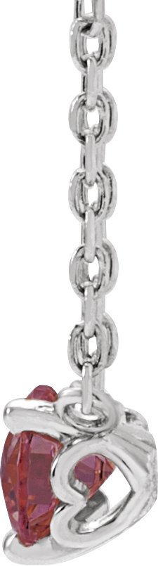 Platinum Round Natural Rhodolite Garnet Solitaire Necklace II - view 2