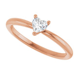 14K Gold Natural White Sapphire Heart Solitaire Ring - Rose Gold - view 5