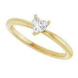 14K Gold Natural White Sapphire Heart Solitaire Ring - Yellow Gold - view 5