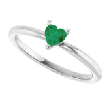 Platinum Lab-Grown Emerald Heart Solitaire Ring - view 5