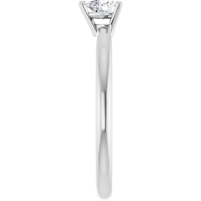 Platinum Natural White Sapphire Heart Solitaire Ring - view 4
