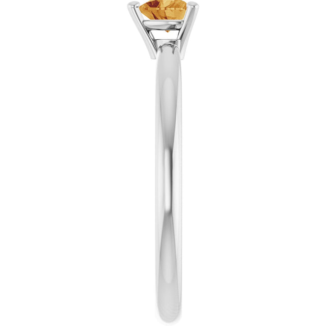 Platinum Natural Citrine Heart Solitaire Ring - view 4