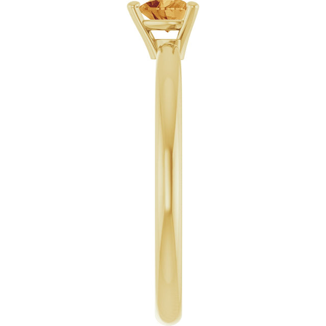14K Gold Natural Citrine Heart Solitaire Ring - Yellow Gold - view 4
