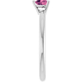 14K Gold Natural Pink Tourmaline Heart Solitaire Ring - White Gold - view 4