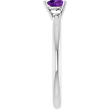 Platinum Natural Amethyst Heart Solitaire Ring - view 4