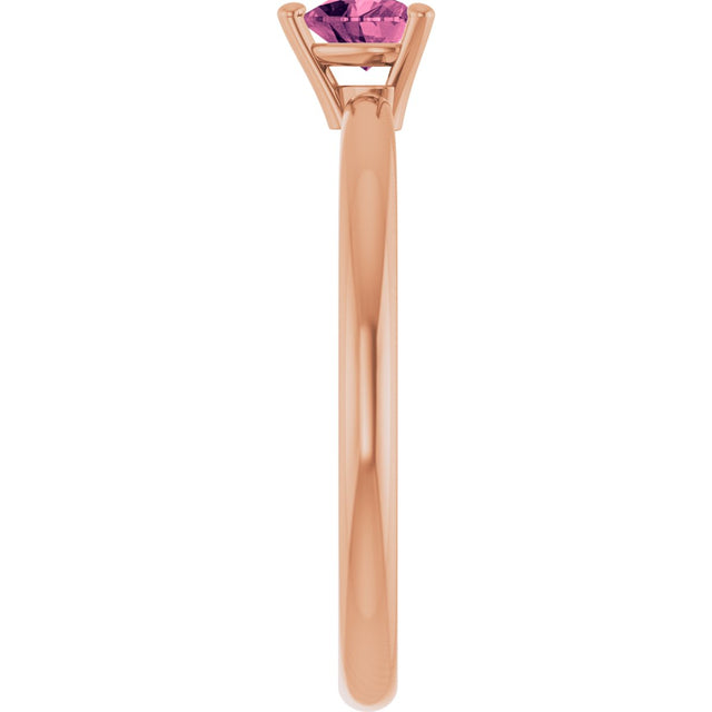 14K Gold Natural Pink Tourmaline Heart Solitaire Ring - Rose Gold - view 4