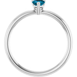 14K Gold Natural London Blue Topaz Heart Solitaire Ring - White Gold - view 2