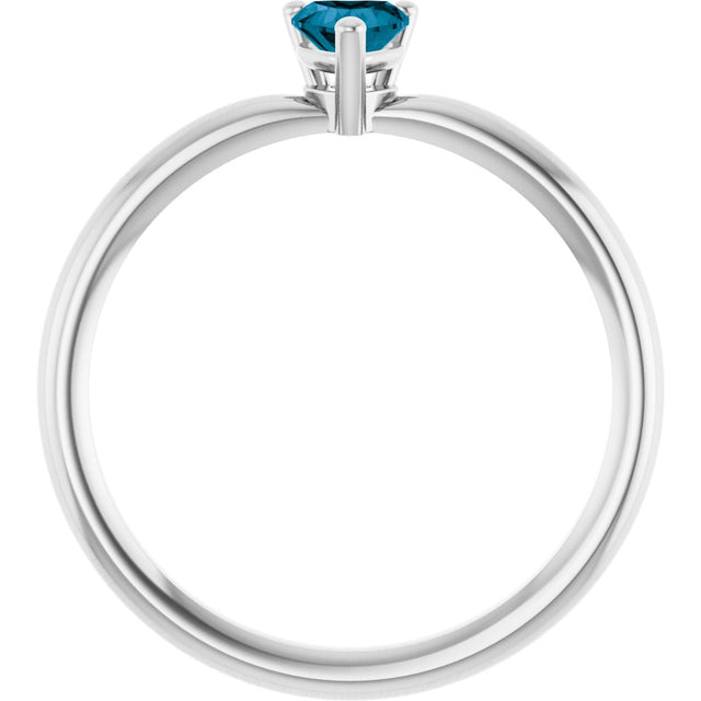 Platinum Natural London Blue Topaz Heart Solitaire Ring - view 2