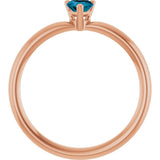 14K Gold Natural London Blue Topaz Heart Solitaire Ring - Rose Gold - view 2