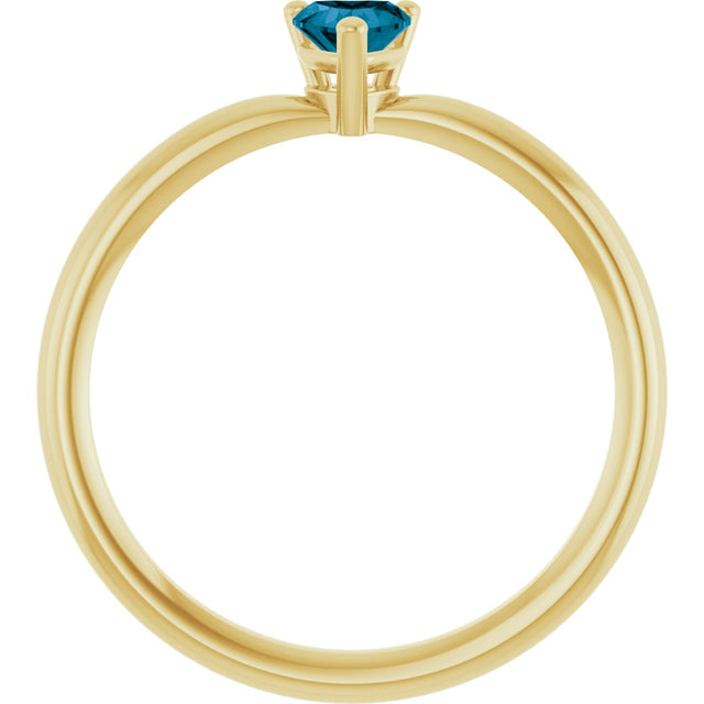 14K Gold Natural London Blue Topaz Heart Solitaire Ring - Yellow Gold - view 3