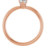 14K Gold Natural White Sapphire Heart Solitaire Ring - Rose Gold - view 2