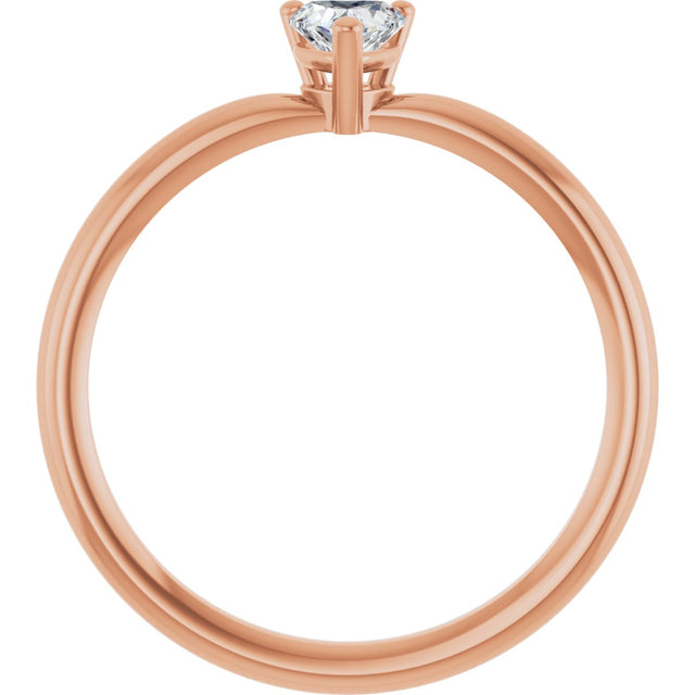 14K Gold Natural White Sapphire Heart Solitaire Ring - Rose Gold - view 2