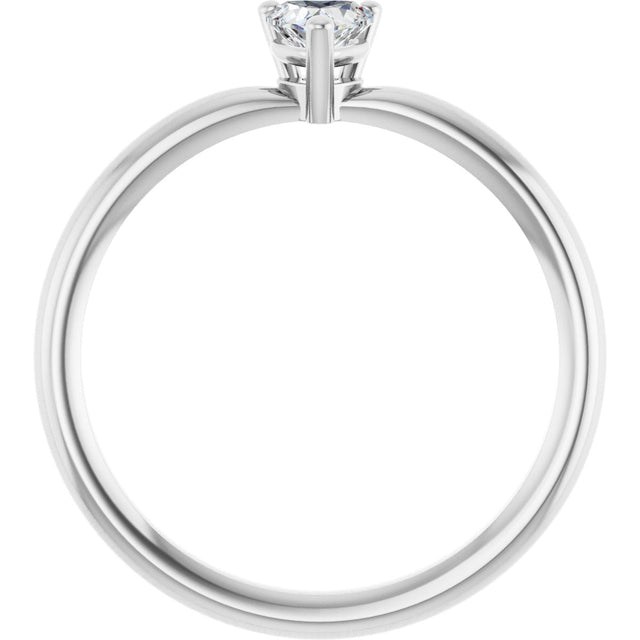 Platinum Natural White Sapphire Heart Solitaire Ring - view 2