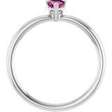 Platinum Natural Pink Tourmaline Heart Solitaire Ring - view 2