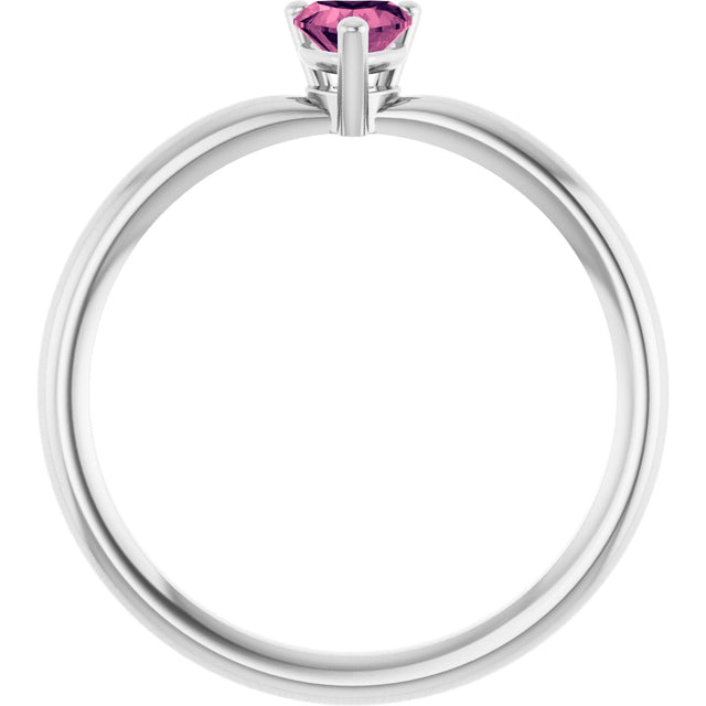 Platinum Natural Pink Tourmaline Heart Solitaire Ring - view 2