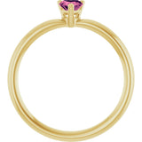 14K Gold Natural Pink Tourmaline Heart Solitaire Ring - Yellow Gold - view 2