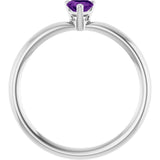 Platinum Natural Amethyst Heart Solitaire Ring - view 2