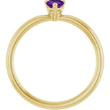 14K Gold Natural Amethyst Heart Solitaire Ring - Yellow Gold - view 2
