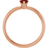 14K Gold Natural Mozambique Garnet Heart Solitaire Ring - Rose Gold - view 2