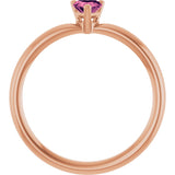 14K Gold Natural Pink Tourmaline Heart Solitaire Ring - Rose Gold - view 2