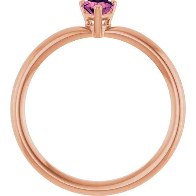 14K Gold Natural Pink Tourmaline Heart Solitaire Ring - Rose Gold - view 2