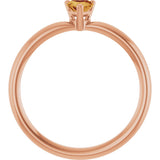 14K Gold Natural Citrine Heart Solitaire Ring - Rose Gold - view 2