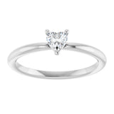 Platinum Natural White Sapphire Heart Solitaire Ring - view 3