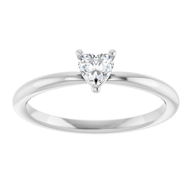 Platinum Natural White Sapphire Heart Solitaire Ring - view 3