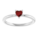 Platinum Natural Mozambique Garnet Heart Solitaire Ring - view 3