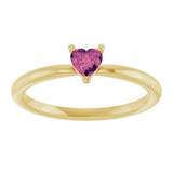 14K Gold Natural Pink Tourmaline Heart Solitaire Ring - Yellow Gold - view 3