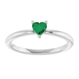 Platinum Lab-Grown Emerald Heart Solitaire Ring - view 3