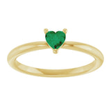 14K Gold Lab-Grown Emerald Heart Solitaire Ring - Yellow Gold - view 3
