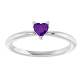 Platinum Natural Amethyst Heart Solitaire Ring - view 3