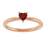 14K Gold Natural Mozambique Garnet Heart Solitaire Ring - Rose Gold - view 3