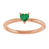 14K Gold Lab-Grown Emerald Heart Solitaire Ring - Rose Gold - view 3