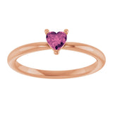 14K Gold Natural Pink Tourmaline Heart Solitaire Ring - Rose Gold - view 3