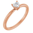 14K Gold Natural White Sapphire Heart Solitaire Ring - Rose Gold