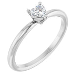 14K Gold Natural White Sapphire Heart Solitaire Ring - White Gold